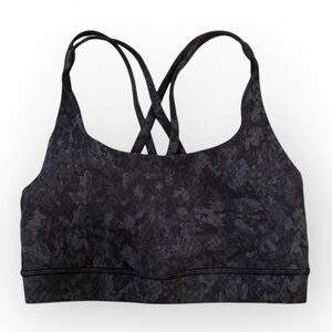 Lululemon Energy Sports Bra, Sz 2 (B-D cup) Hideaway Camo Deep Coal Multi W2BHES